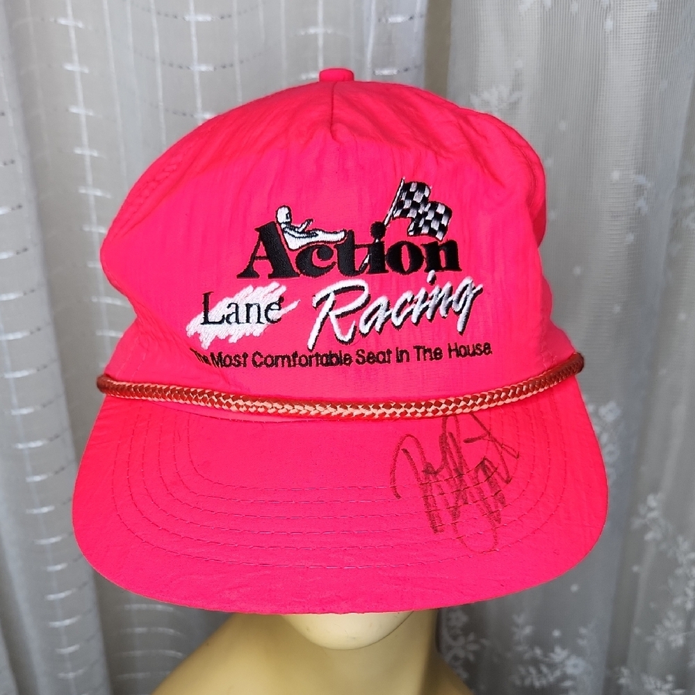 Vintage 80's/90's Signed Action Lane Racing Snap Back Rope Hat Racing Cap